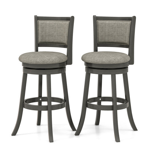 Swivel Bar Stools Set of 2 with Soft-padded Back and Seat-S