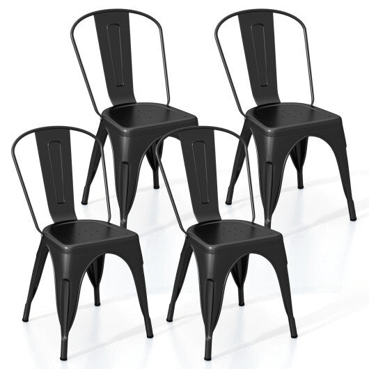Metal Dining Chairs Set of 4 with Removable Backrest for Dining Room Restaurant Living Room-Gun