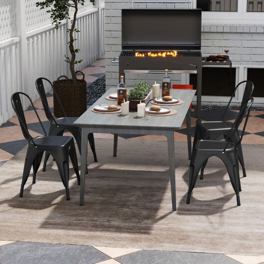 Metal Dining Chairs Set of 4 with Removable Backrest for Dining Room Restaurant Living Room-Black W2B