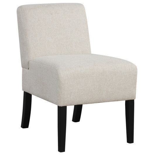 Upholstered Living Room Chair with Rubber Wood Legs-Beige