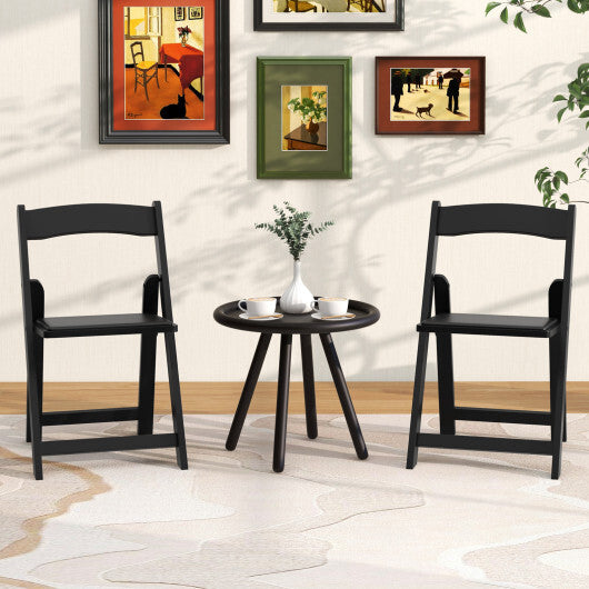 Set of 4 Dining Chairs Foldable Kitchen Chair with Rubber Wood Legs and Padded Seat-Black