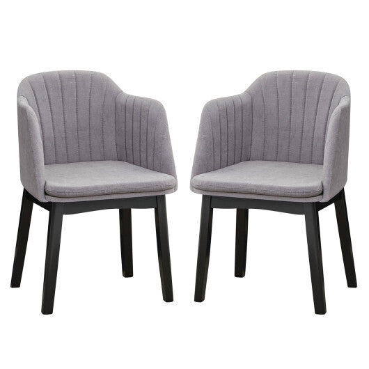 Upholstered Velvet Accent Modern Dining Chairs Set of 2 with Curved Backrests-Grey