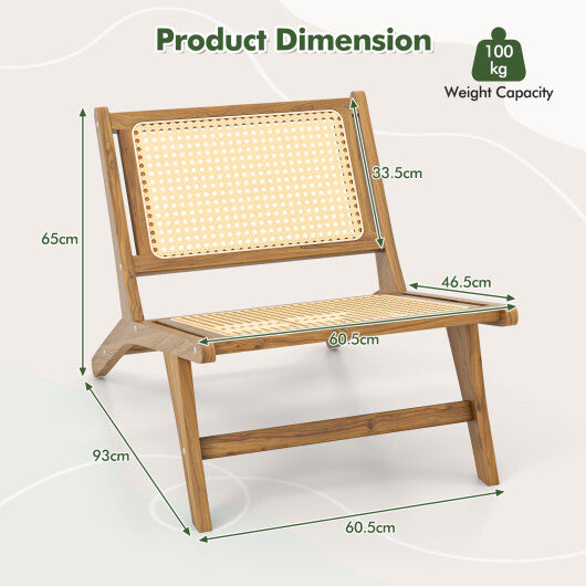 Mid Century Modern Accent Chair Farmhouse Handwoven Rattan Chair with Ottoman