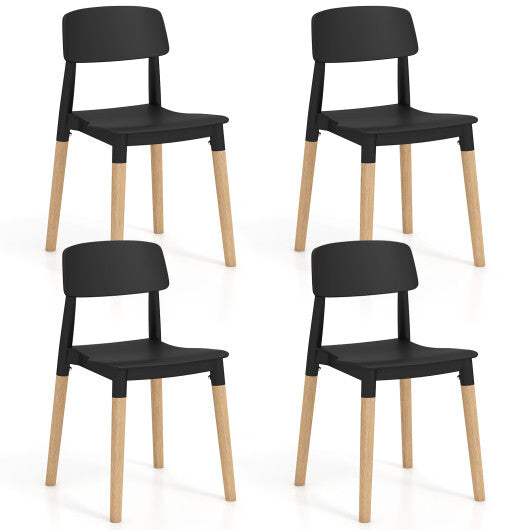 Modern Dining Side Chairs Set of 4 with Ergonomic Backrest for Dining Room-Black W2B