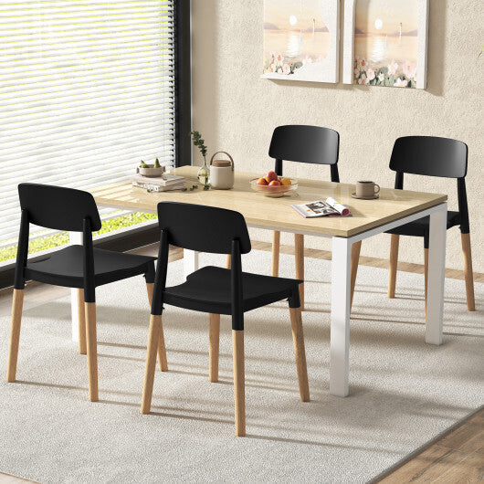 Modern Dining Side Chairs Set of 4 with Ergonomic Backrest for Dining Room-Black W2B