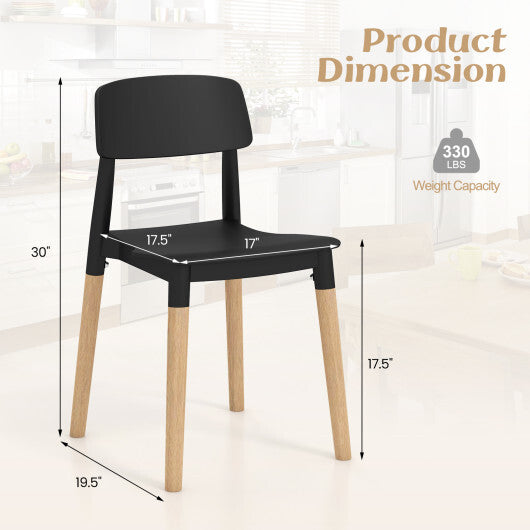 Modern Dining Side Chairs Set of 4 with Ergonomic Backrest for Dining Room-Black W2B