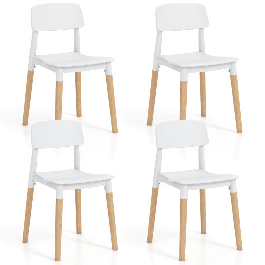 Modern Dining Side Chairs Set of 4 with Ergonomic Backrest for Dining Room-Black W2B