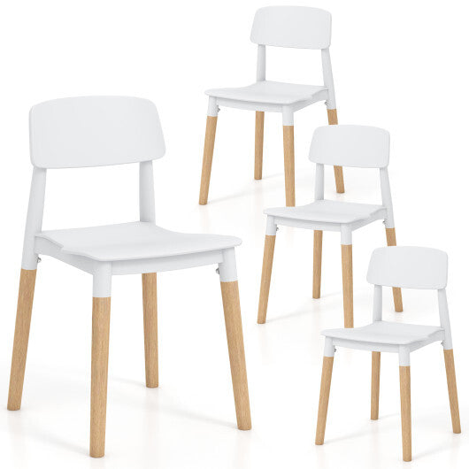 Modern Dining Side Chairs Set of 4 with Ergonomic Backrest for Dining Room-Black W2B