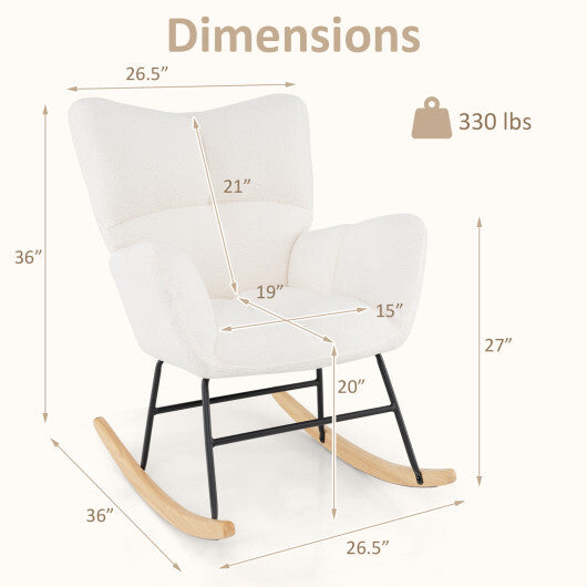 Nursery Rocking Chair with Comfy Backrest and Armrest-Beige W2B