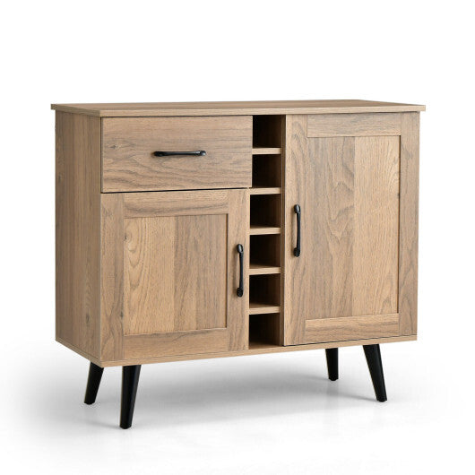 2-Door Buffet Sideboard with 6-Bottle Wine Rack Drawer W2B