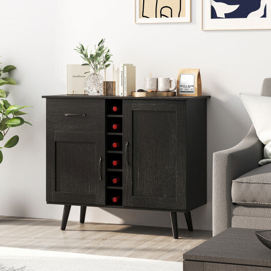 2-Door Buffet Sideboard with 6-Bottle Wine Rack Drawer