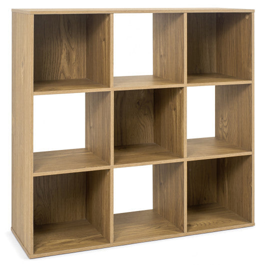 9-ube Wooden Bookshelf w/2 Anti-Tip Kits for Toys Books Decorations in Living Room-Natural W2B