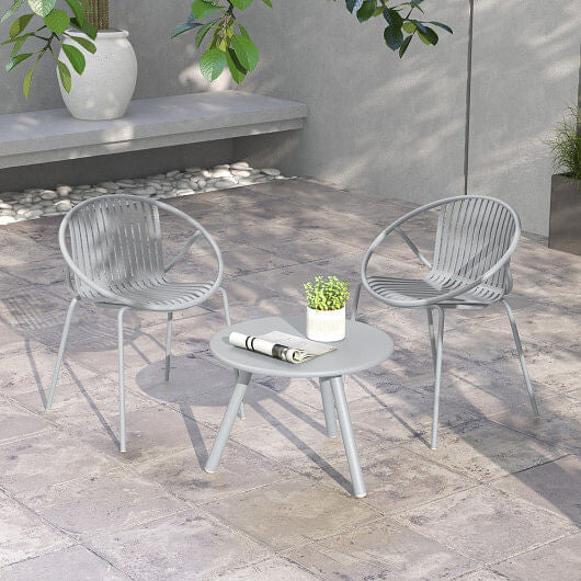All Weather PP Patio Conversation Set with Round Coffee table and 2 Chairs-Green LuxuryLifeWay Online Store