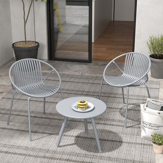 All Weather PP Patio Conversation Set with Round Coffee table and 2 Chairs-Green LuxuryLifeWay Online Store