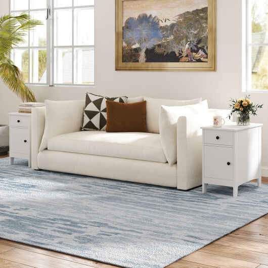 Flip Top End Table with Charging Station USB Ports Outlets and Drawer-White W2B