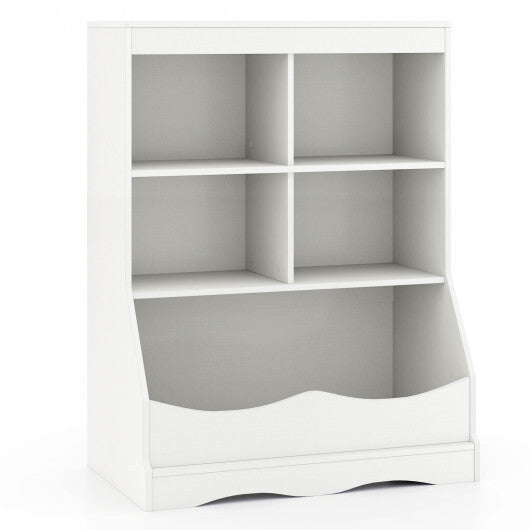 34.5" Kids Bookshelf  with 5 Bins for Playroom and Living Room-White