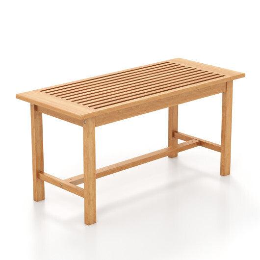 Patio Coffee Table 36 Inch Rectangular Outside Side Table with Slatted Tabletop W2B