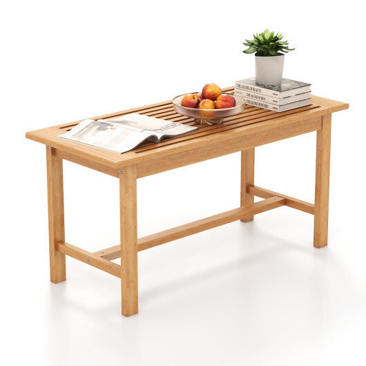 Patio Coffee Table 36 Inch Rectangular Outside Side Table with Slatted Tabletop W2B