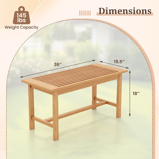Patio Coffee Table 36 Inch Rectangular Outside Side Table with Slatted Tabletop W2B