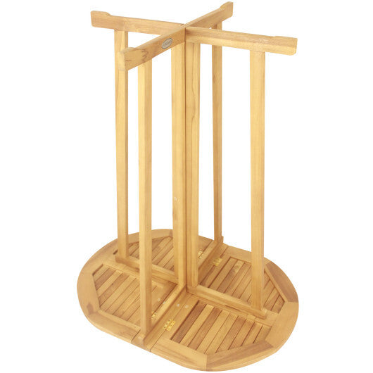 Outdoor Folding Bar Table with Oval Tabletop and Cross Base