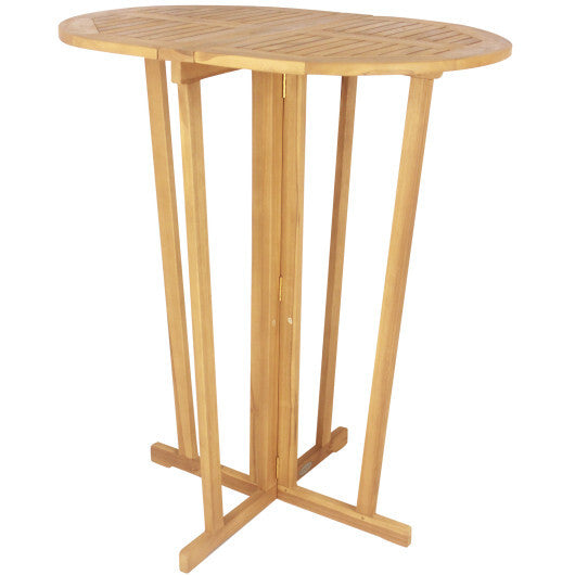 Outdoor Folding Bar Table with Oval Tabletop and Cross Base
