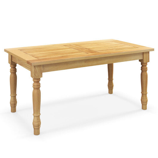 Patio Coffee Table with Solid Teak Wood Structure and Slatted Tabletop W2B