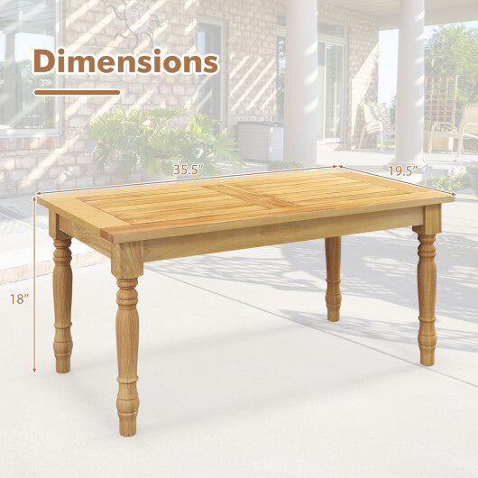 Patio Coffee Table with Solid Teak Wood Structure and Slatted Tabletop W2B