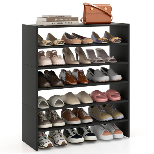 6-tier Shoe Rack with Anti-tipping Device for Entryway-Rustic Brown W2B