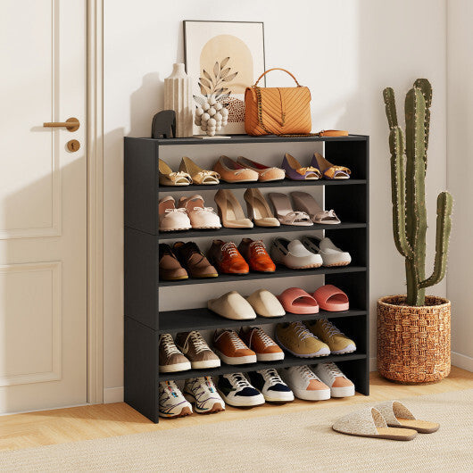 6-tier Shoe Rack with Anti-tipping Device for Entryway-Rustic Brown W2B