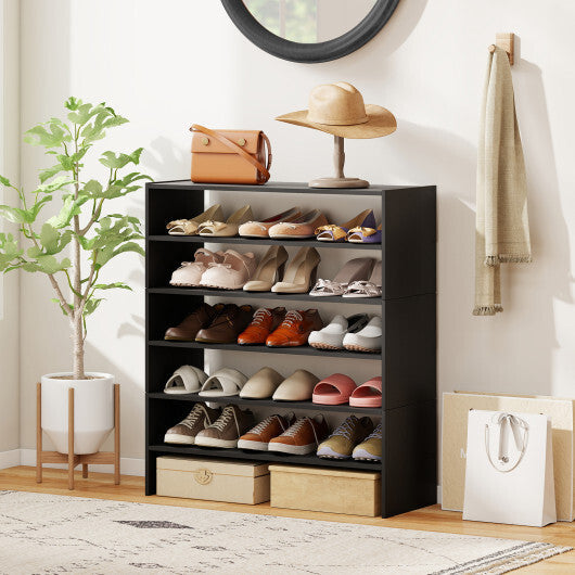 6-tier Shoe Rack with Anti-tipping Device for Entryway-Rustic Brown W2B