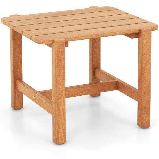 Patio Teak Wood Side Table with Slatted Tabletop for Yard W2B