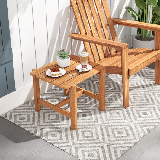 Patio Teak Wood Side Table with Slatted Tabletop for Yard W2B
