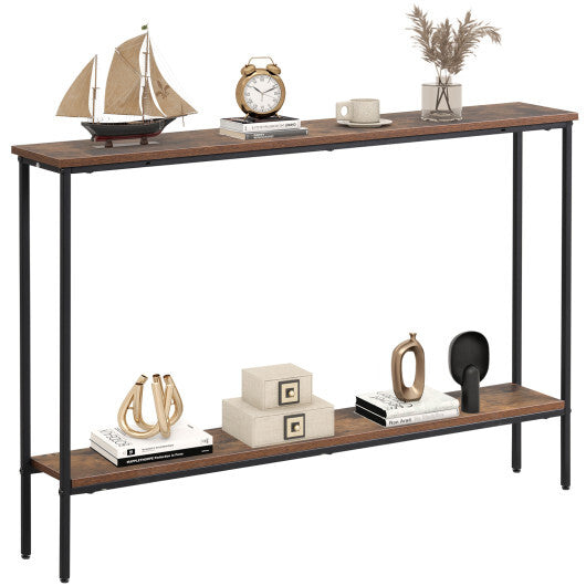 44 Inch Console Table with Shelf with Dual Anti-Tipping Kits-White W2B