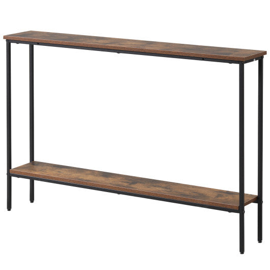 44 Inch Console Table with Shelf with Dual Anti-Tipping Kits-White W2B
