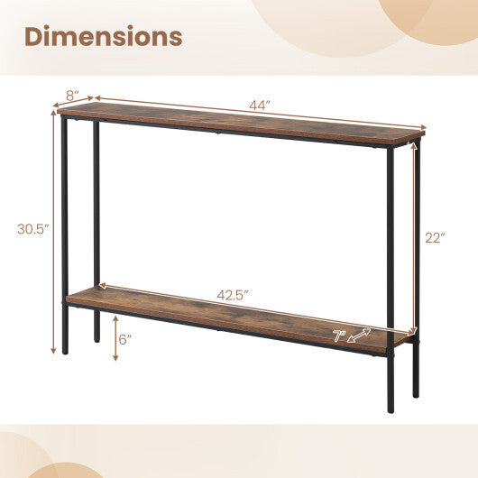 44 Inch Console Table with Shelf with Dual Anti-Tipping Kits-White W2B