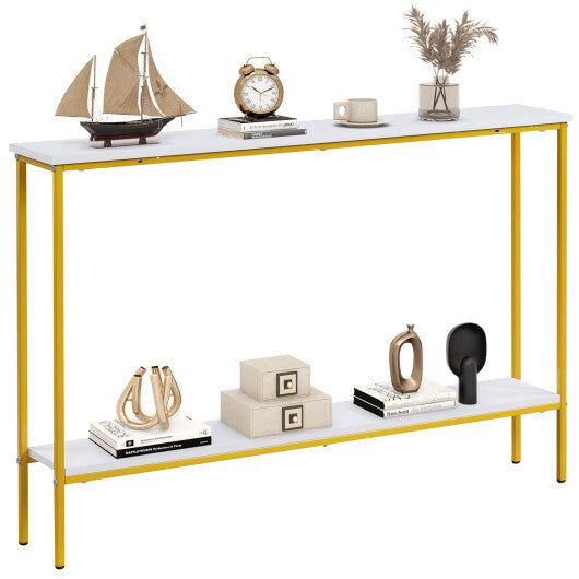 44 Inch Console Table with Shelf with Dual Anti-Tipping Kits-White W2B