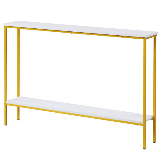 44 Inch Console Table with Shelf with Dual Anti-Tipping Kits-White W2B