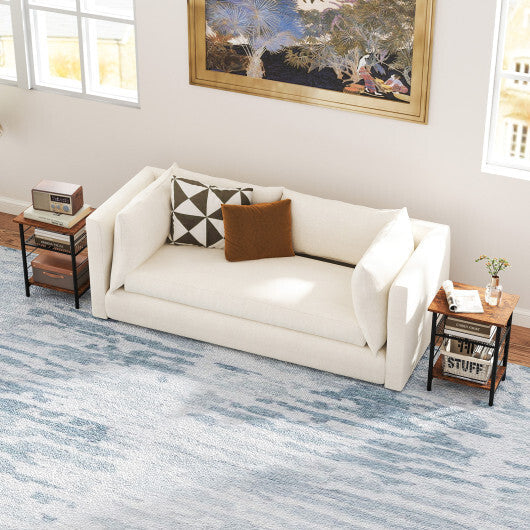 3-Tier End Table Set of 2 Side Table with Storage Shelves Metal Frame-Rustic Brown W2B