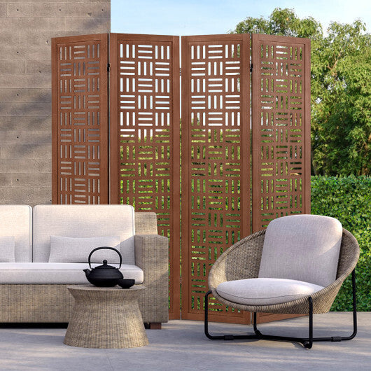 6-Panel Solid Wood Room Divider Folding Partition Stand W2B