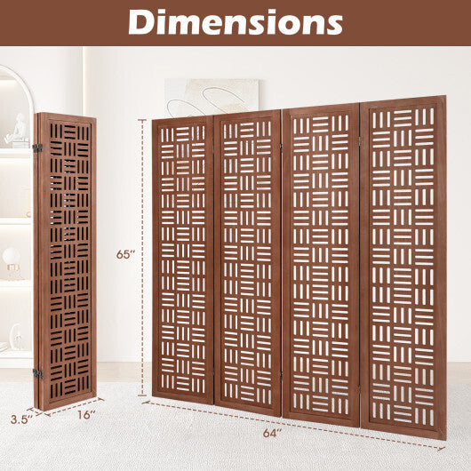 6-Panel Solid Wood Room Divider Folding Partition Stand W2B
