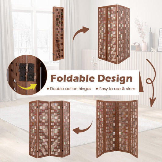 6-Panel Solid Wood Room Divider Folding Partition Stand W2B