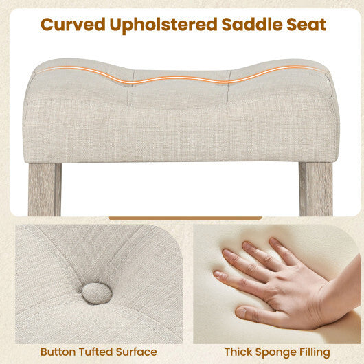 Set of 2 Upholstered Counter Height Bar Stool with Curved Saddle-Seat-Brown W2B