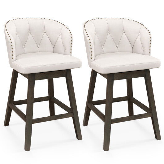 Counter Height Fabric Upholstered Bar Stools Set of 2-Gray