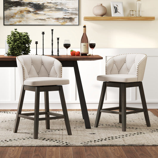 Counter Height Fabric Upholstered Bar Stools Set of 2-Gray