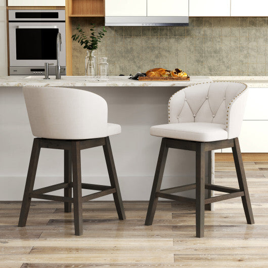 Counter Height Fabric Upholstered Bar Stools Set of 2-Gray