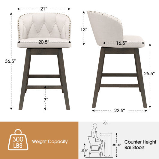 Counter Height Fabric Upholstered Bar Stools Set of 2-Gray