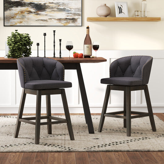 Counter Height Fabric Upholstered Bar Stools Set of 2-Gray