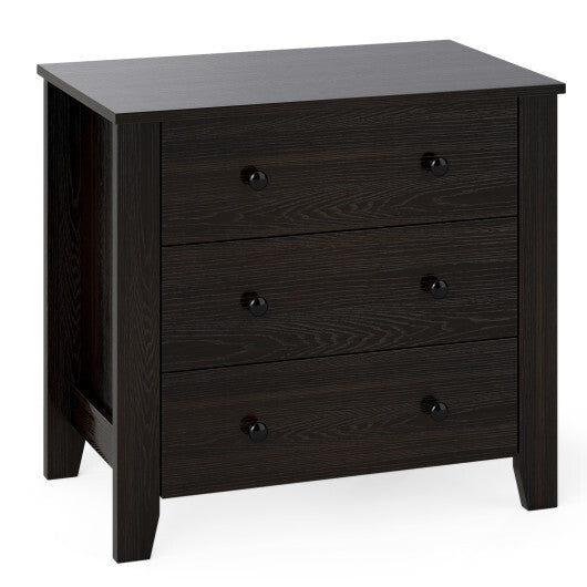 3-Drawer Dresser Wide Chest of Drawers Modern Large Nightstand Closet Storage Organizer-Dark Brown W2B