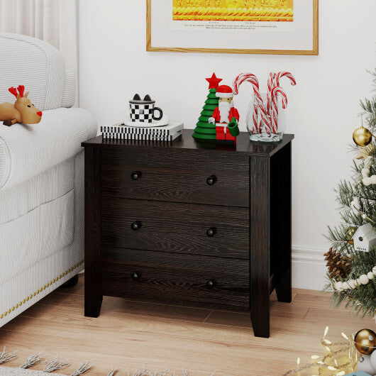 3-Drawer Dresser Wide Chest of Drawers Modern Large Nightstand Closet Storage Organizer-Dark Brown W2B