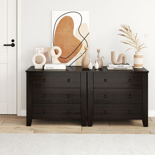 3-Drawer Dresser Wide Chest of Drawers Modern Large Nightstand Closet Storage Organizer-Dark Brown W2B